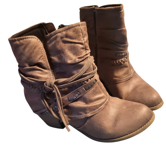 Jellypop Tan Ankle Booties with Strap Detail - Picture 1 of 4